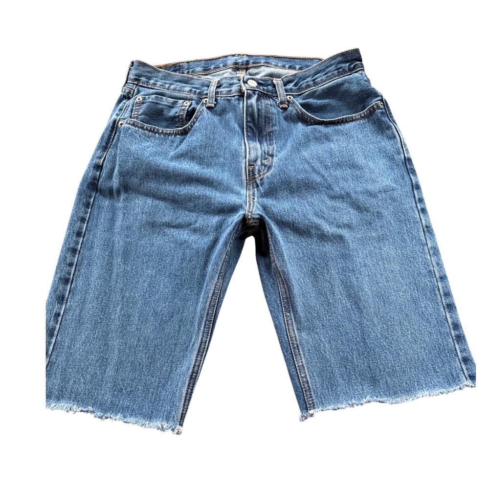 Levis 505 Regular Fit Denim Shorts Mens 34 Blue Medium‎ Wash Cut Off Jortsd